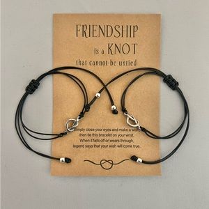 NEW Black Friendship Knot Adjustable Bracelet Set